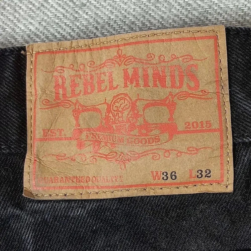 Rebel Minds Jeans Mens 36x32 Black Wash Relaxed Straight Denim‎ Pants Casual